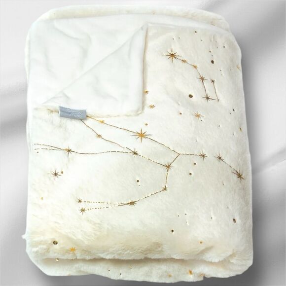 AVIVA STANOFF Zodiac Ivory With Gold Throw 50X70” - Picture 2 of 7